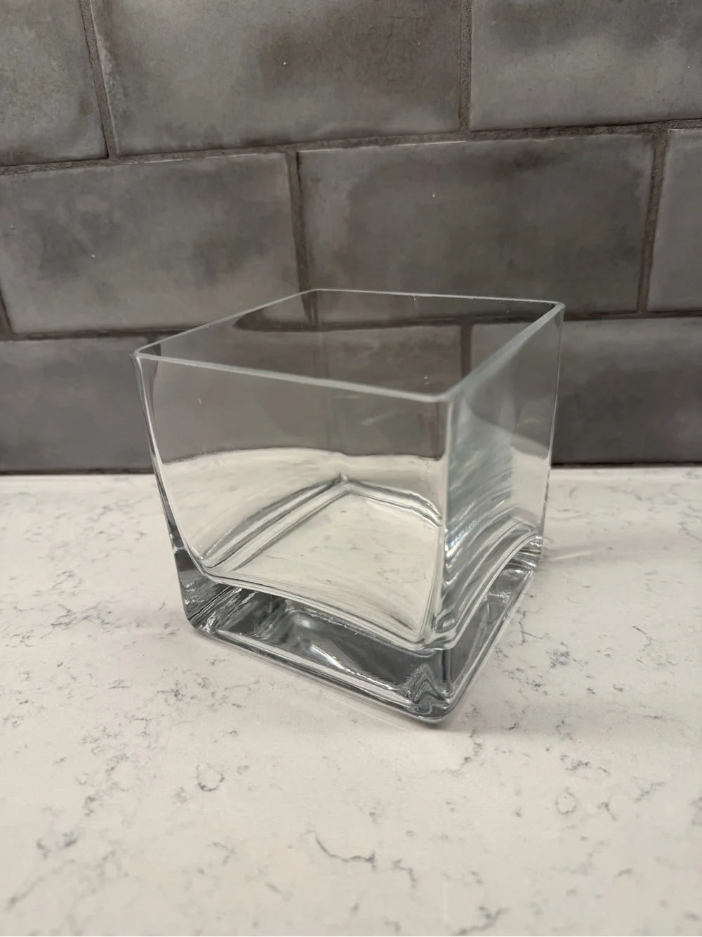 Clear Square Glass Vase / Candle Holder